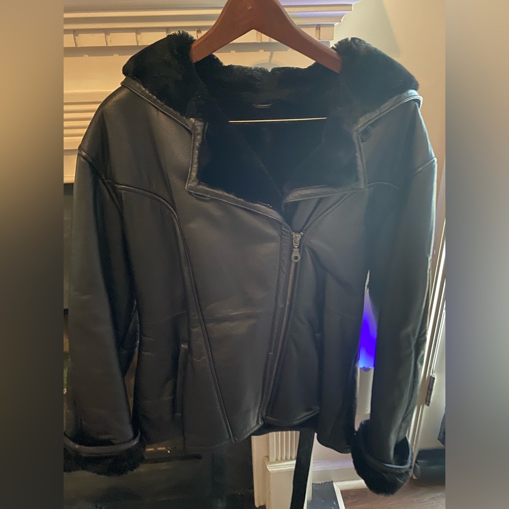 Black leather coat